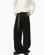 Retro solid color casual wide-leg pants