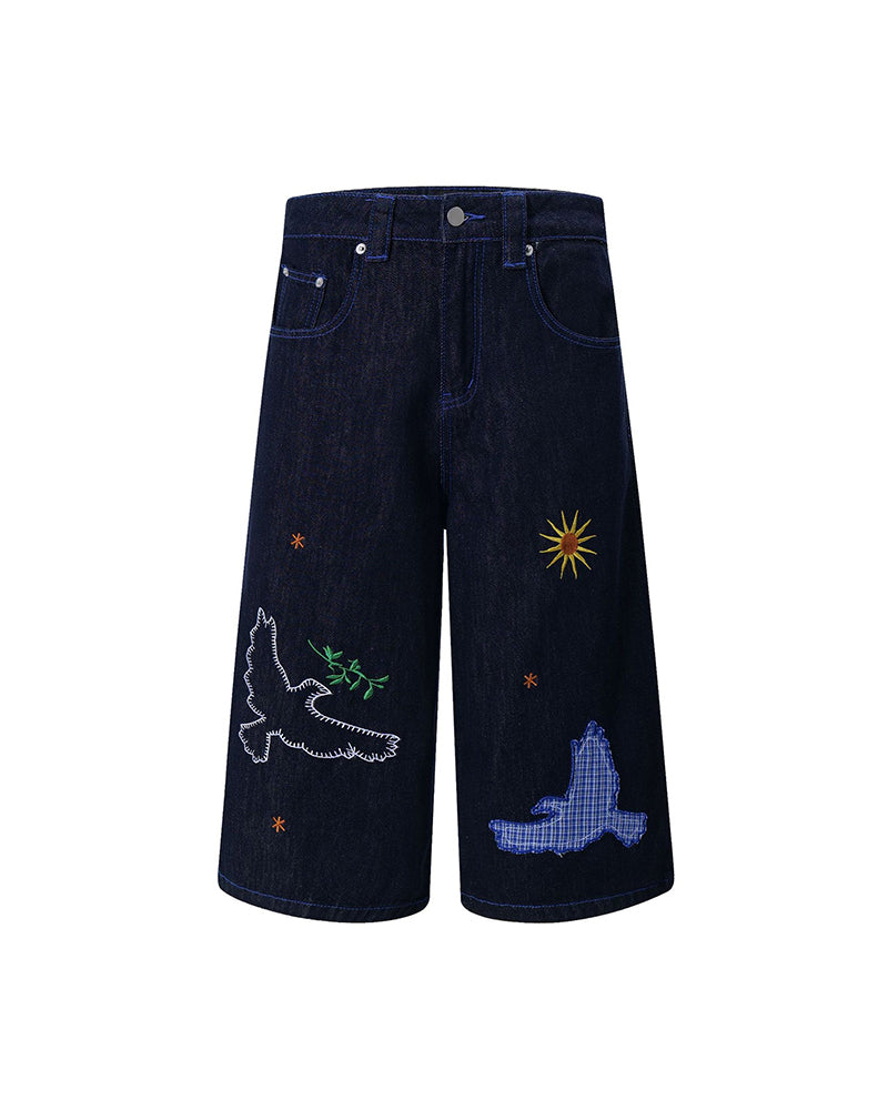 レトロなオールマッチデニムショートパンツ