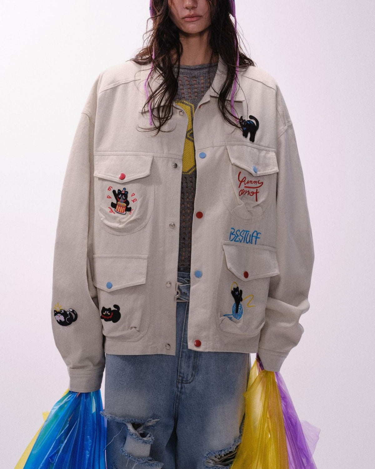 おもしろ猫のワークジャケット