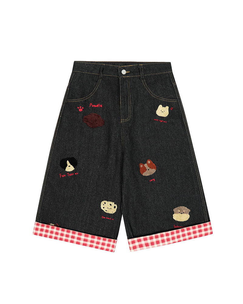 レトロシンプルデニムショートパンツ