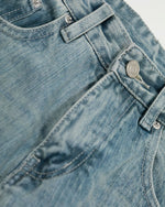 Distressed washed straight jeans