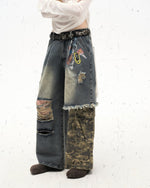 Camouflage patchwork jeans