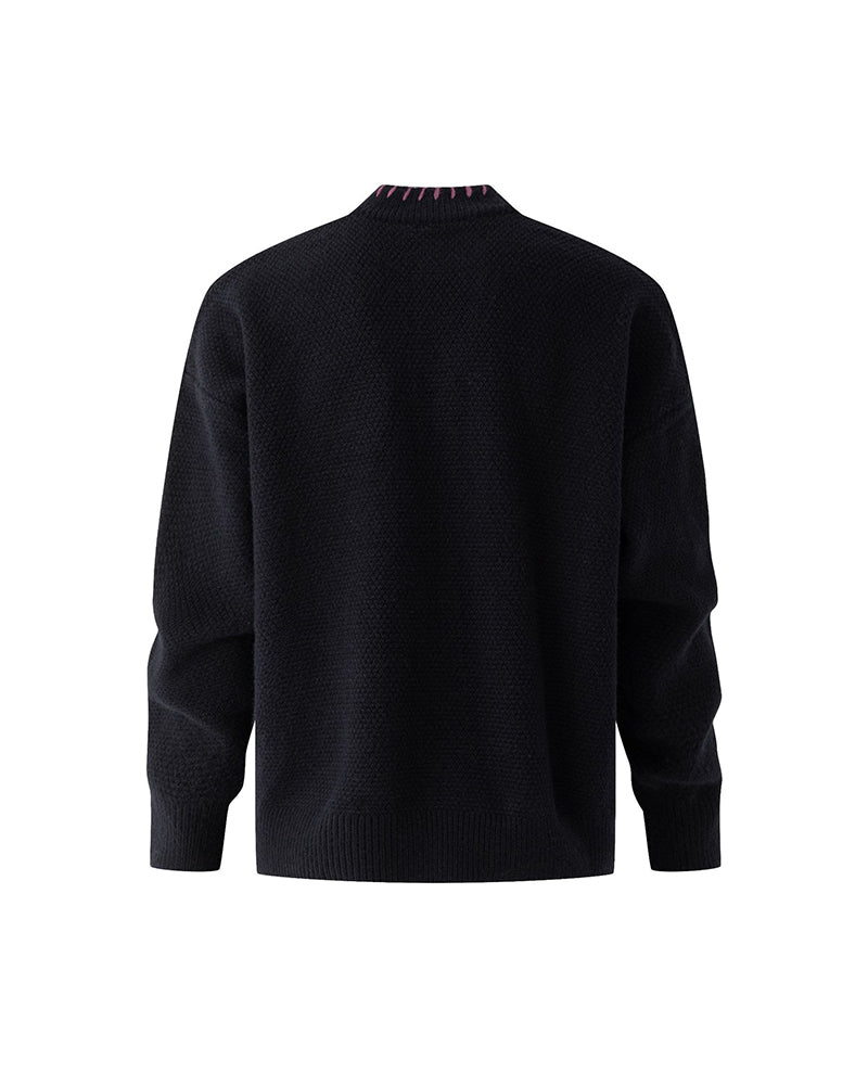 Retro colorblock thickened sweater