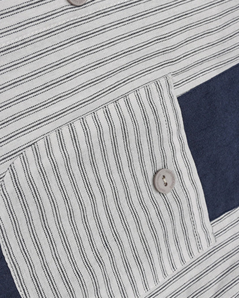 Color-blocked short-sleeved shirt