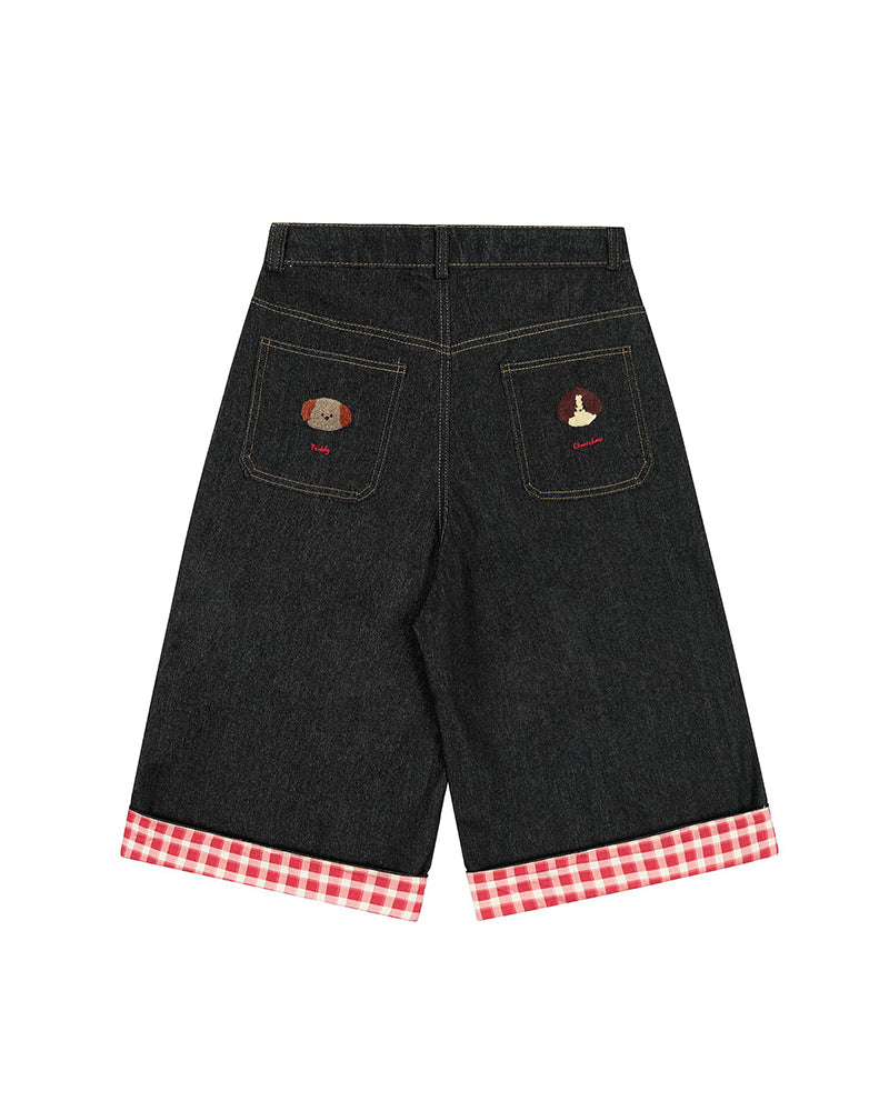 レトロシンプルデニムショートパンツ