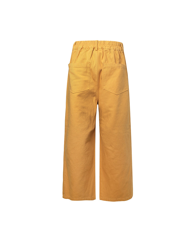 漫画の刺繍入りストレートレッグパンツ