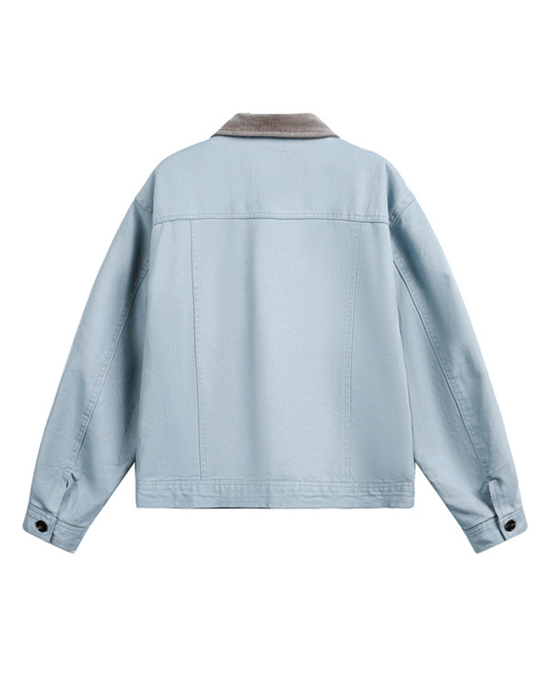 カジュアルなダメージ加工のカラーブロックジャケット