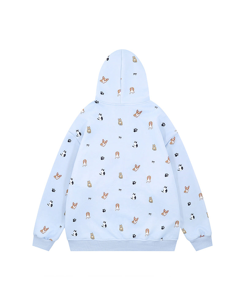 面白い子犬のフード付きスウェットシャツ