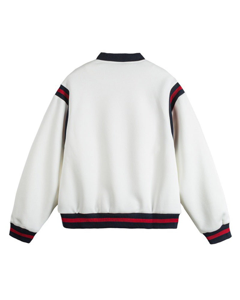 刺繍入りのコントラストのあるカジュアルベースボールジャケット