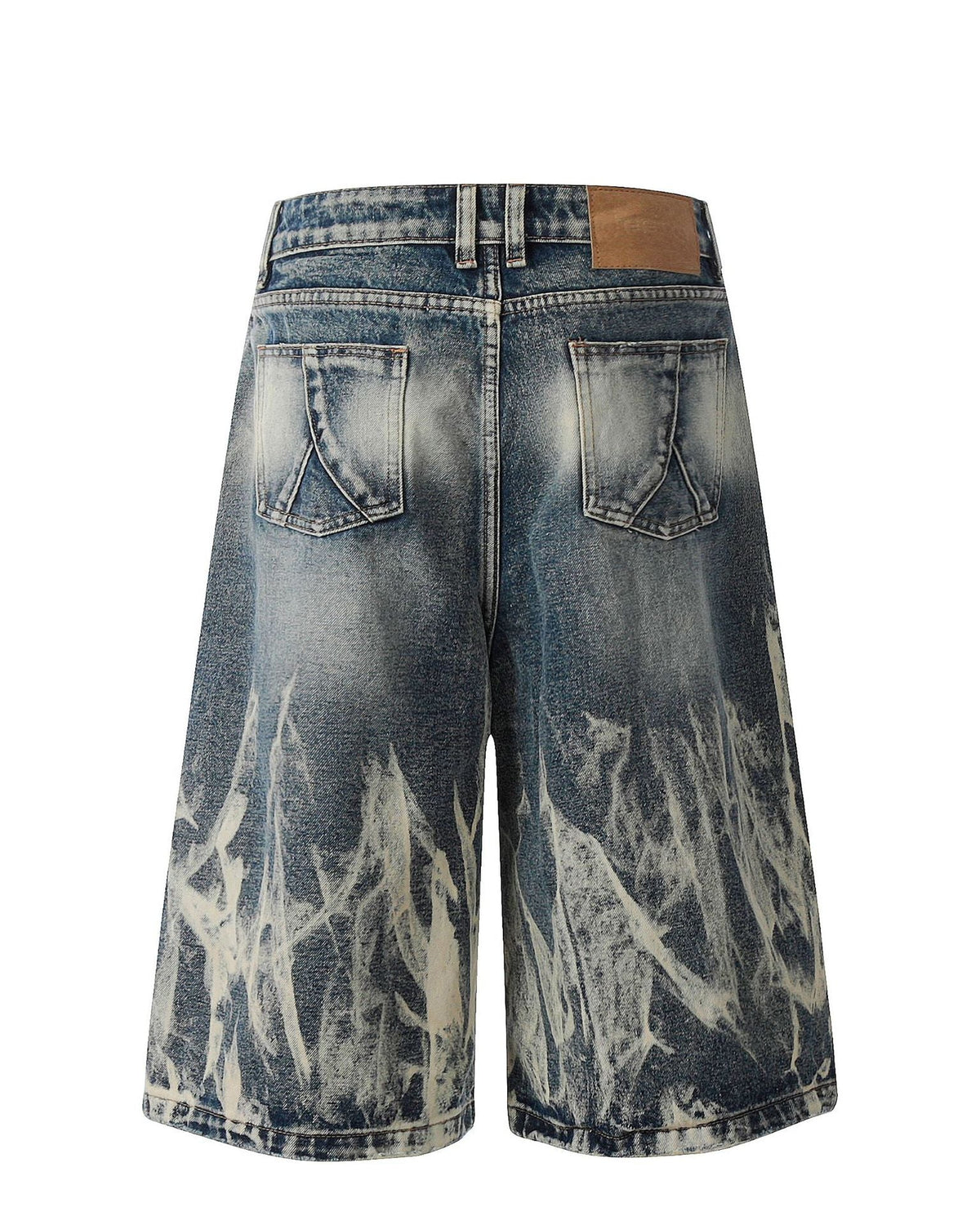 Distressed washed denim shorts