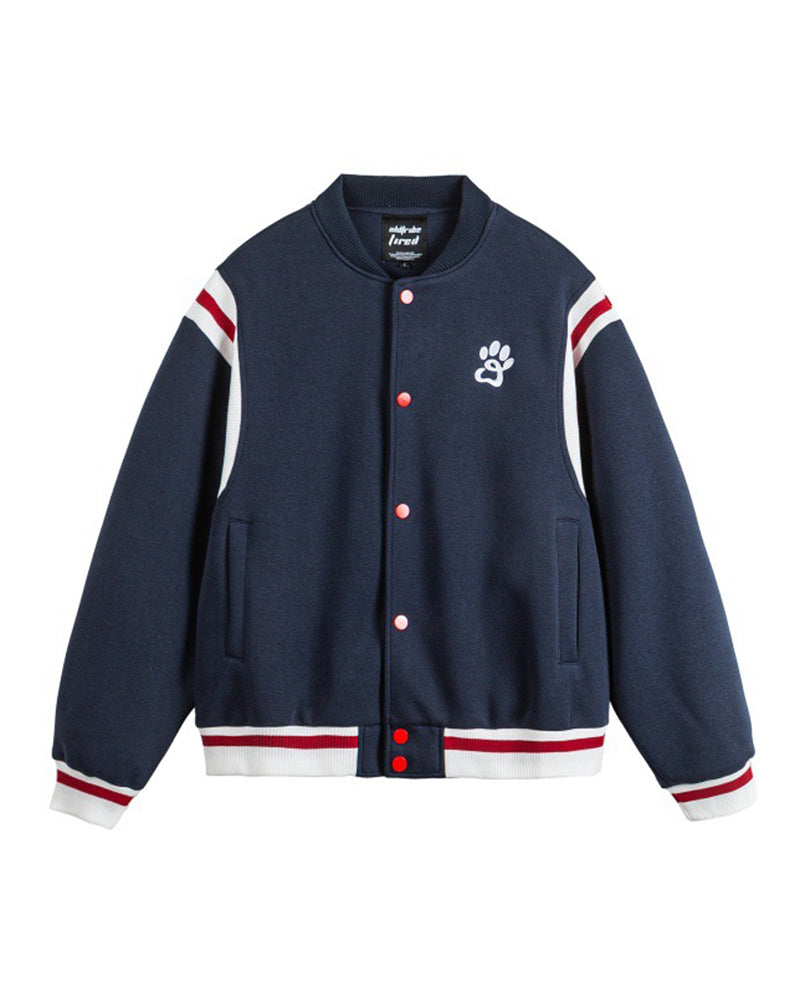 刺繍入りのコントラストのあるカジュアルベースボールジャケット