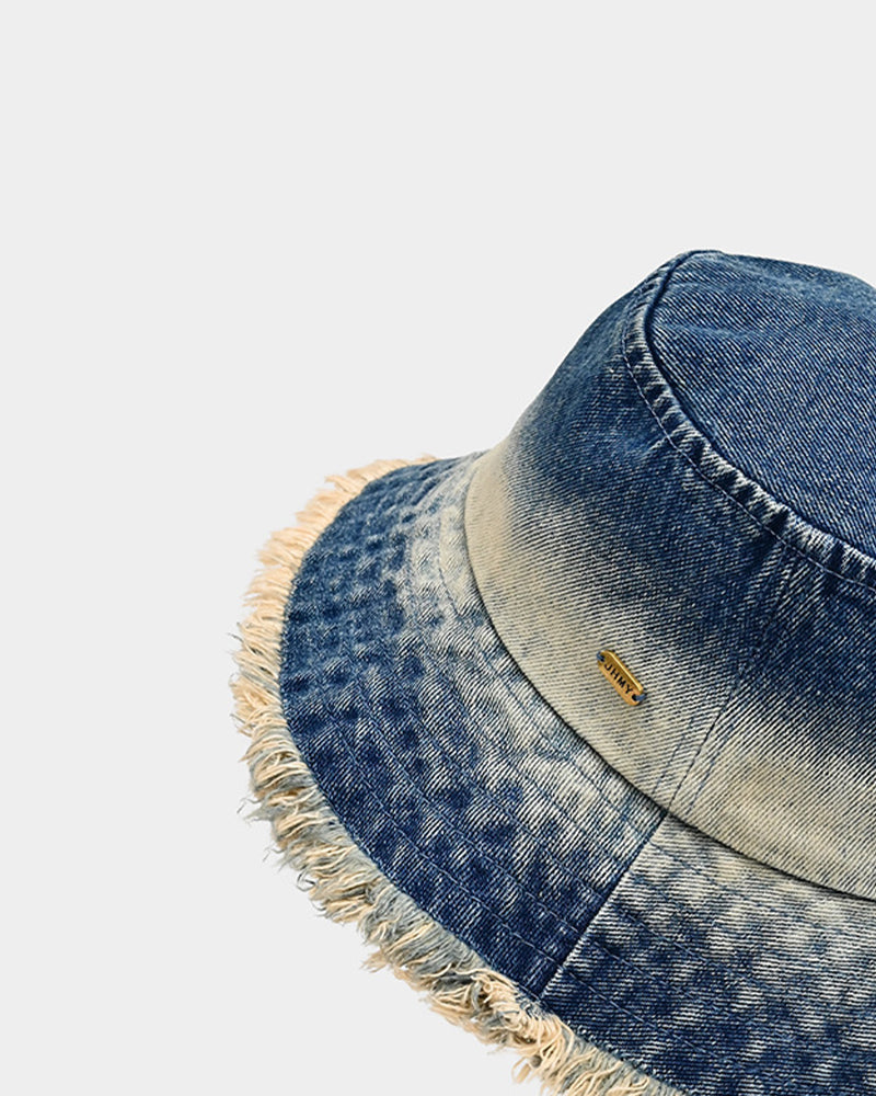 Gradient denim bucket hat