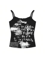 레터 프린트 슬림핏 서스펜더