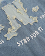 コントラストカラーデニムポロトップ