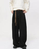 Retro solid color casual wide-leg pants