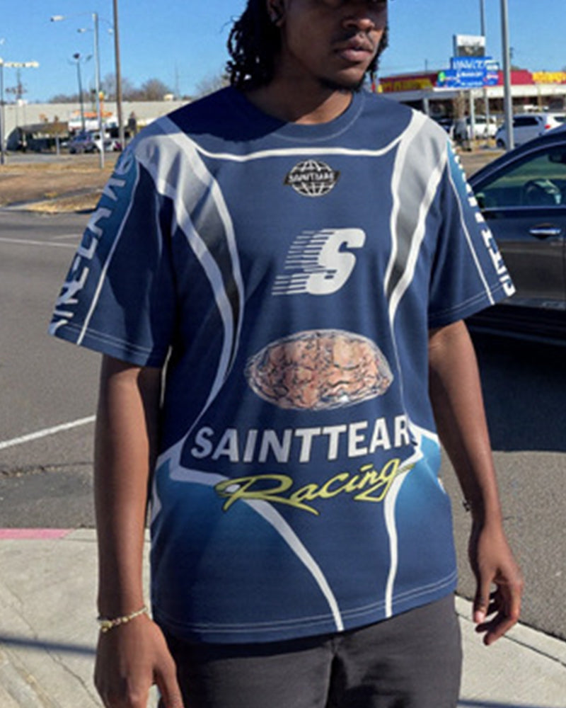 Letter motorcycle short sleeves