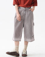 워시드 데님 크롭 팬츠