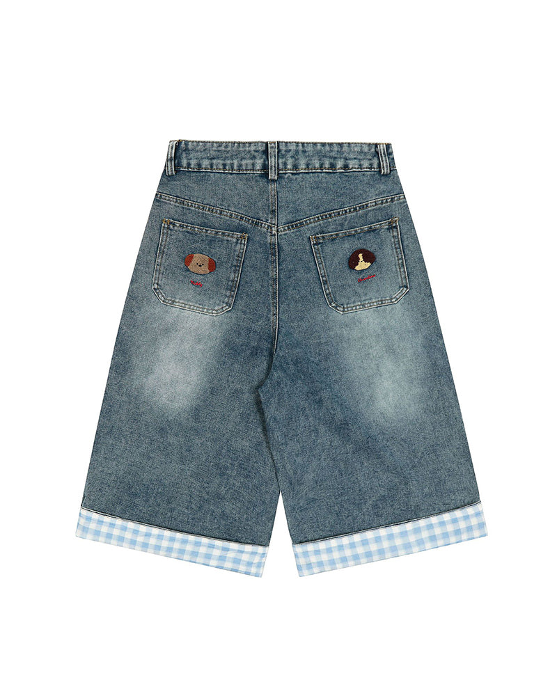 レトロシンプルデニムショートパンツ