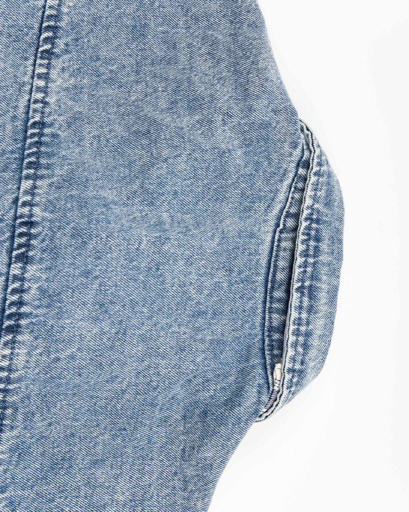 カラーブロックデニム半袖シャツ