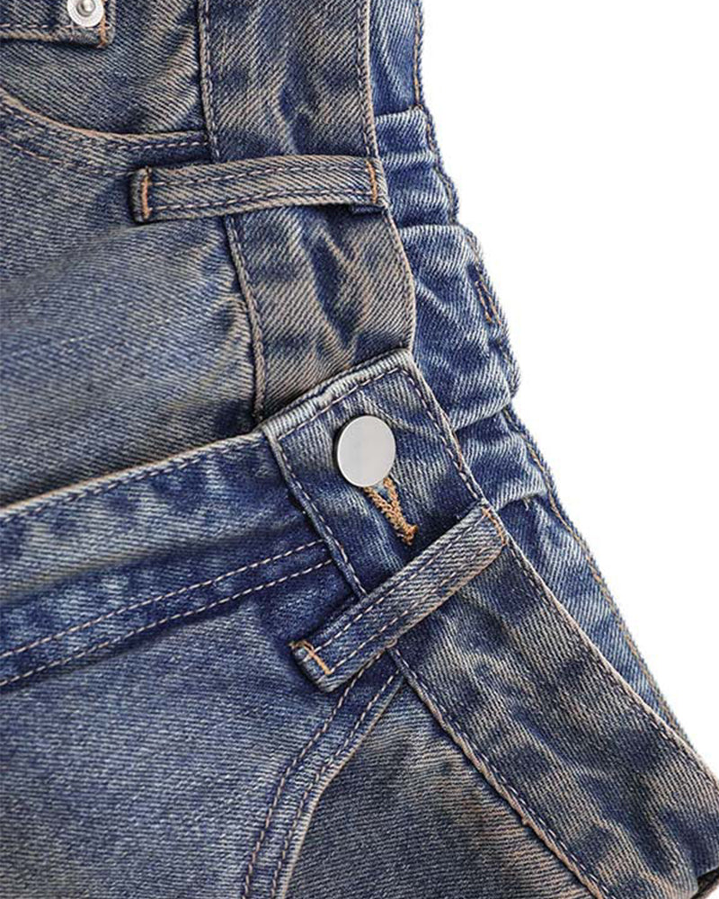 インクジェットウォッシュ加工のダメージジーンズ