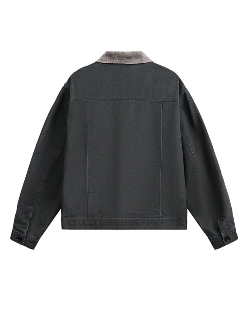 カジュアルなダメージ加工のカラーブロックジャケット