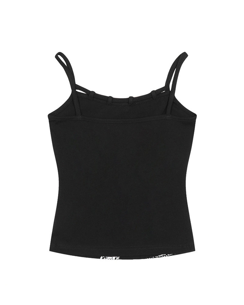 레터 프린트 슬림핏 서스펜더