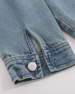 コントラストカラーデニムポロトップ