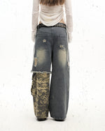 Camouflage patchwork jeans