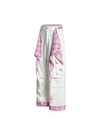 カジュアルな花柄ワイドレッグパンツ