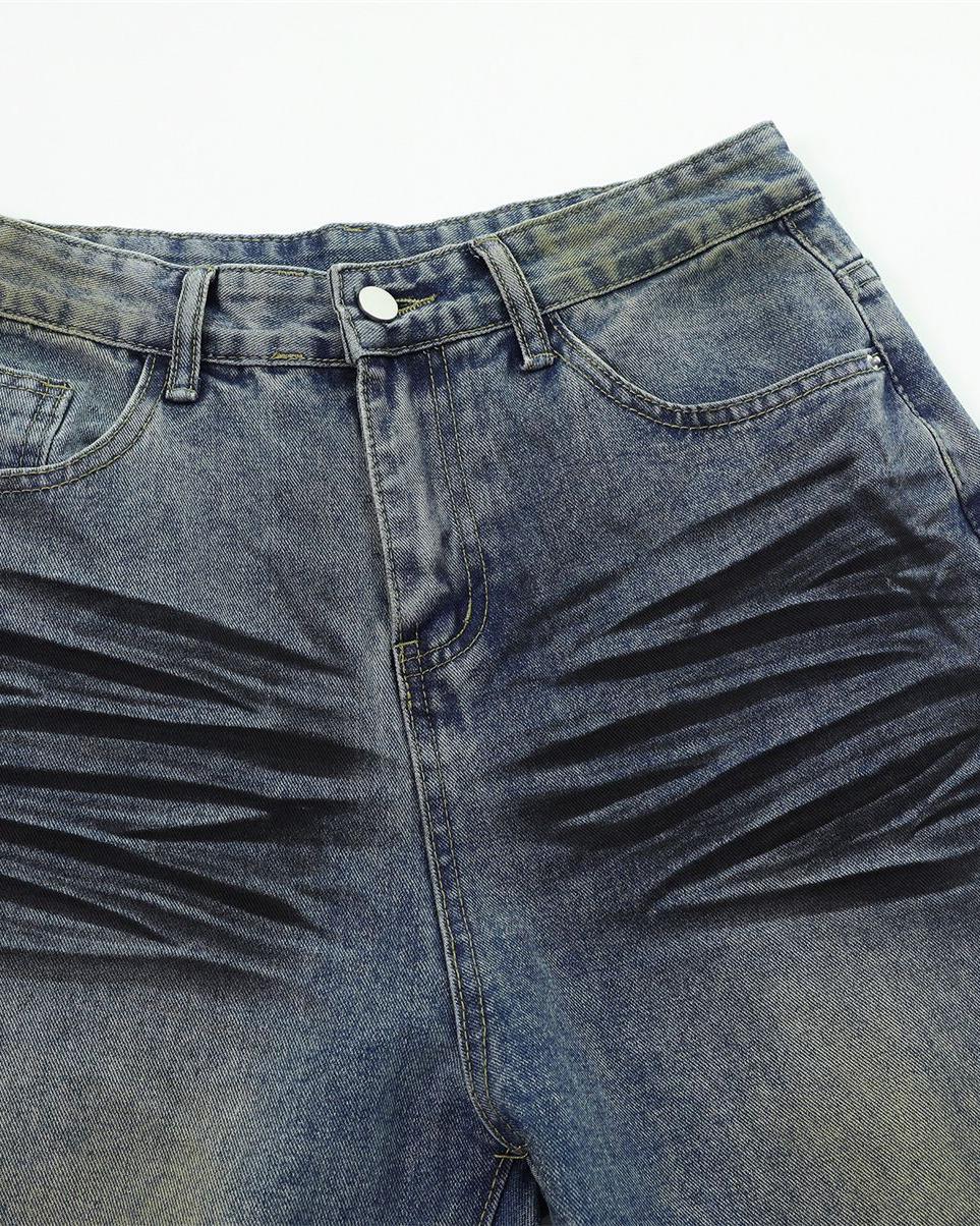 Distressed straight jeans