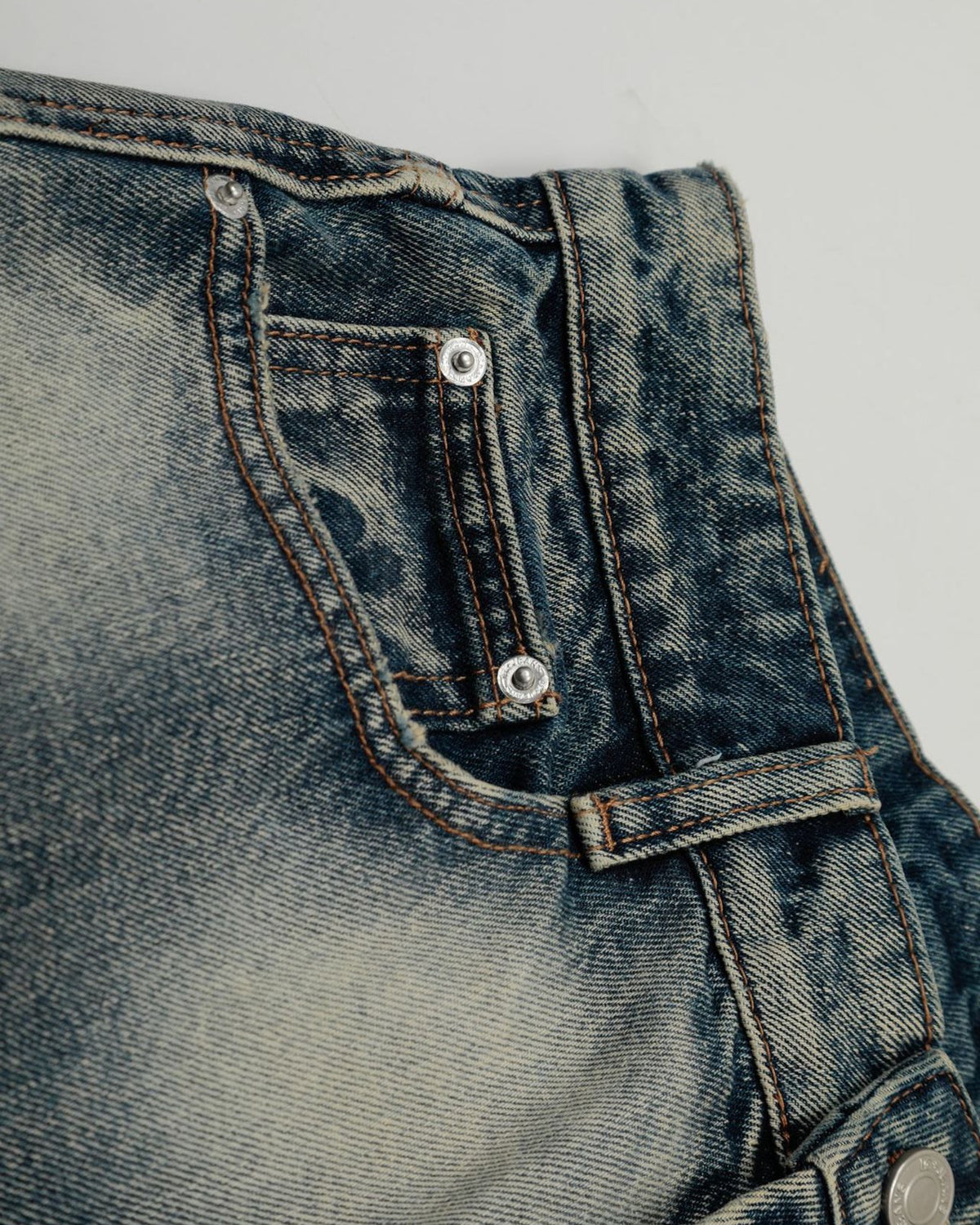 Distressed washed denim shorts