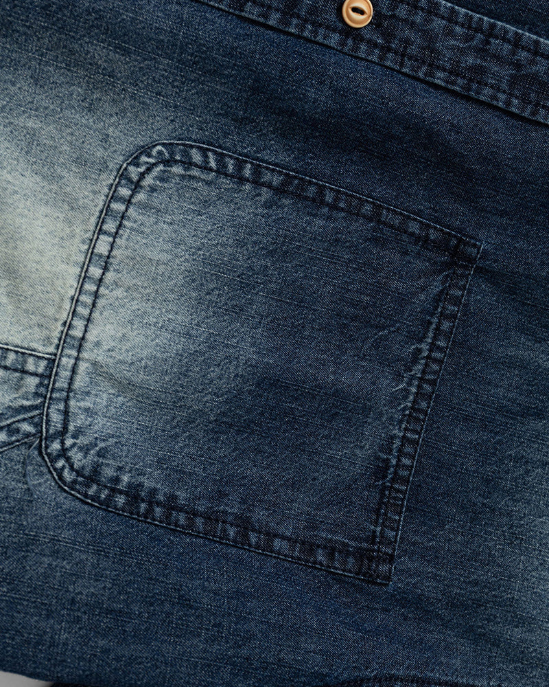 Washed, Distressed Short-Sleeve Shirt