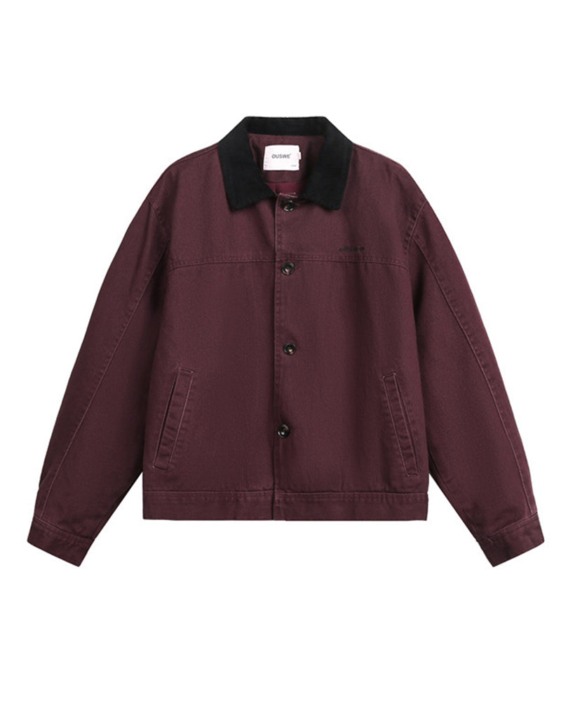 カジュアルなダメージ加工のカラーブロックジャケット