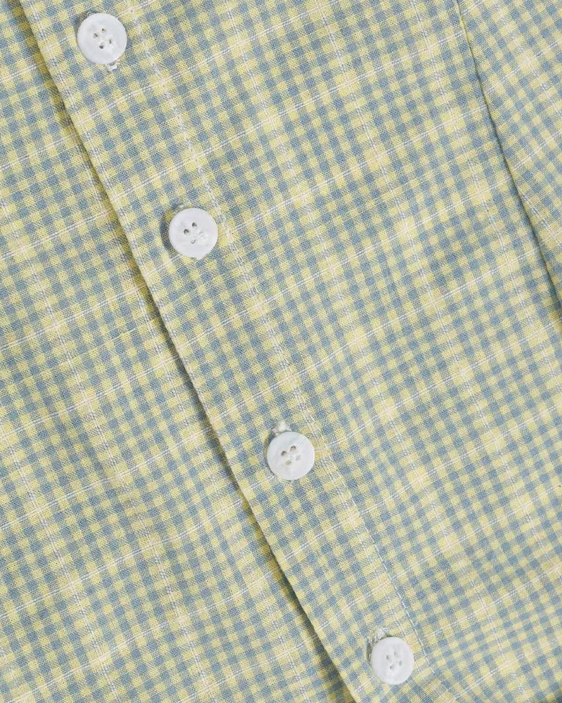 Plaid Lace Short-Sleeve Shirt