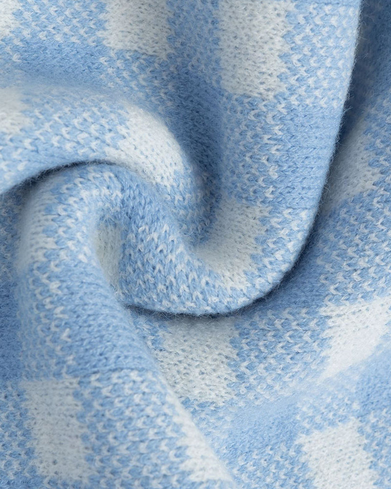 楽しいチェック柄プルオーバーセーター