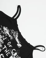 레터 프린트 슬림핏 서스펜더