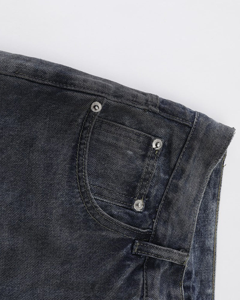 Vintage distressed straight jeans