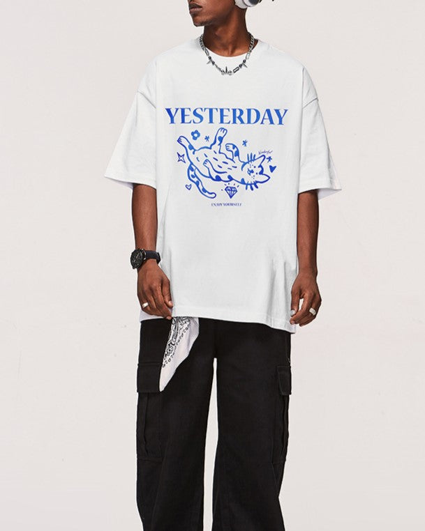 コントラストカラーの猫の半袖