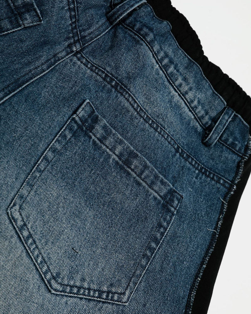レトロでシンプルなウォッシュ加工のデニムショートパンツ
