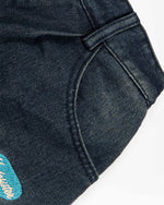 漫画の刺繍が入ったデニムショートパンツ