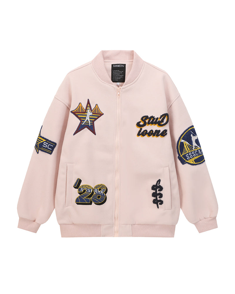 刺繍入りスポーツベースボールジャケット