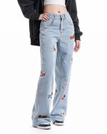 Fun embroidered denim trousers
