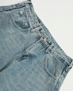 Distressed washed straight jeans