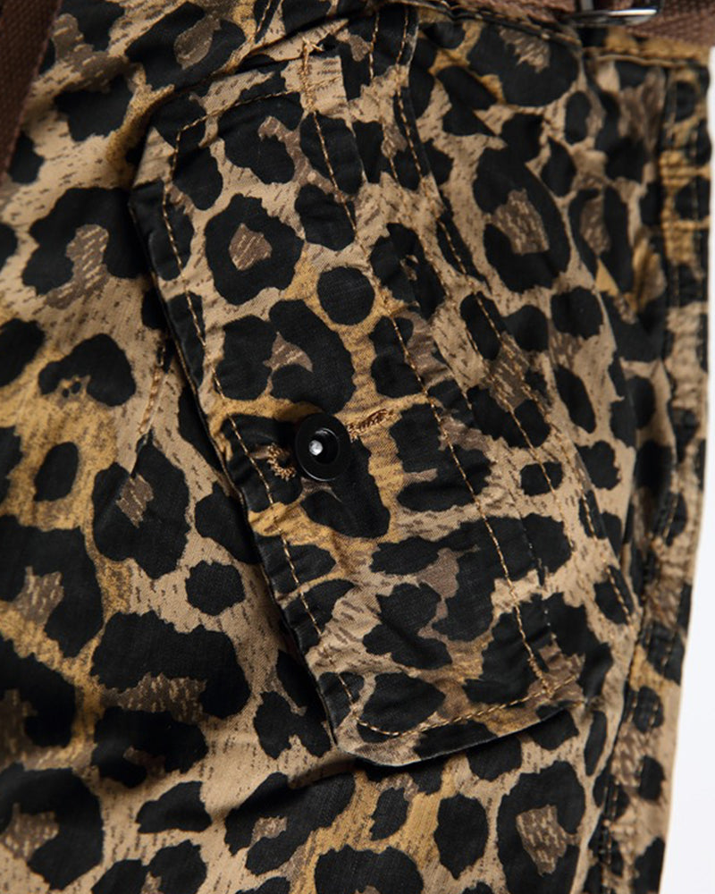 leopard print wide-leg overalls