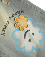 Distressed denim trousers