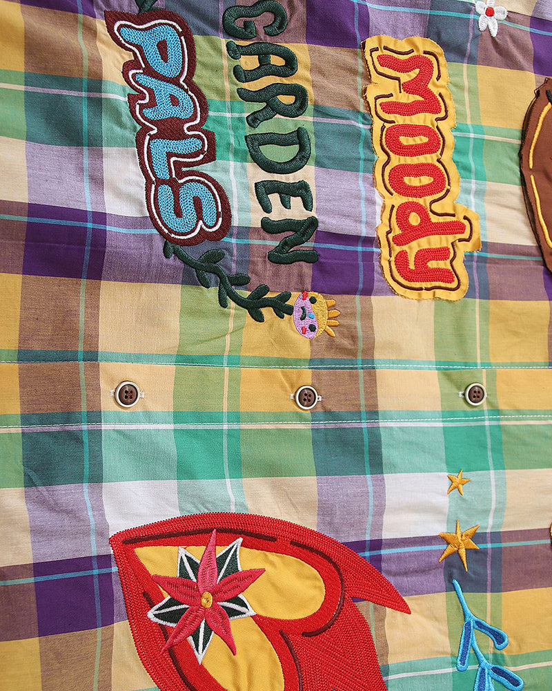 Fun cartoon plaid long-sleeved shirt