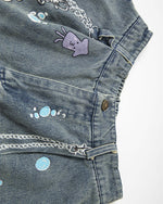 워시드 디스트레스드 크롭 데님 반바지