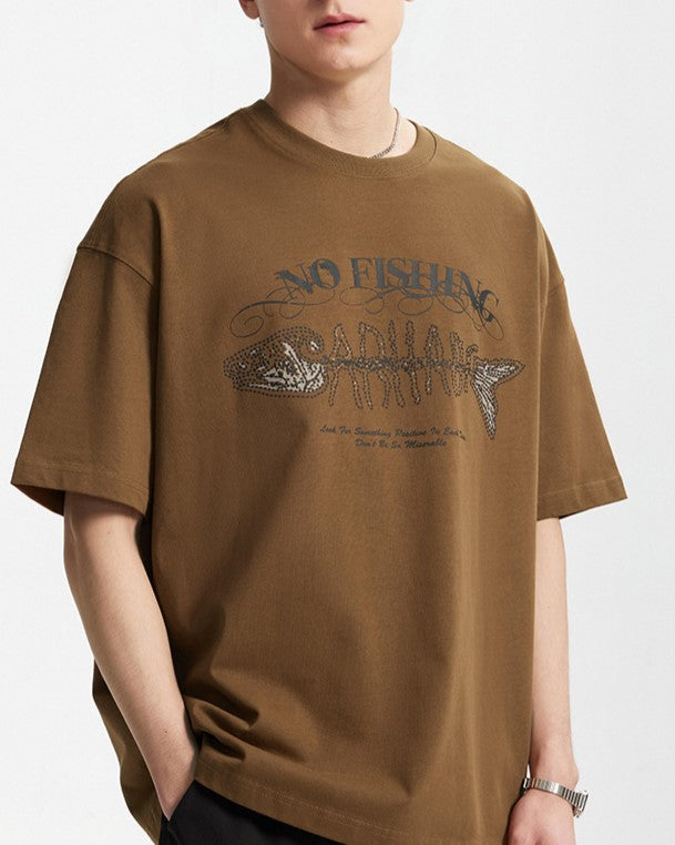 フィッシュボーンプリントの半袖