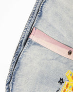 刺繍コントラスト半袖シャツ