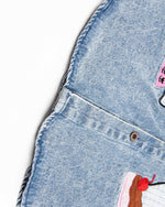 カラーブロックデニム半袖シャツ